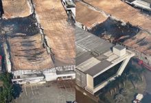 Imagens de drone mostram destruição após incêndio de grandes proporções em fábrica de Itajaí