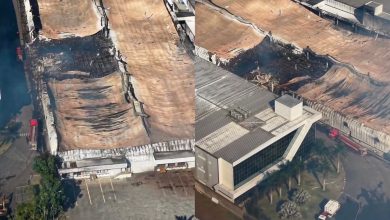 Imagens de drone mostram destruição após incêndio de grandes proporções em fábrica de Itajaí