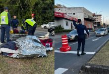 Motociclista fica ferido após acidente com caminhonete em Blumenau