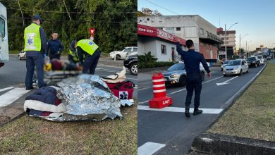 Motociclista fica ferido após acidente com caminhonete em Blumenau