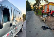 Motorista de van é alvo de tentativa de linchamento após grave colisão com moto na BR-470, em SC