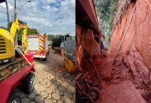 Jovem escapa sem ferimentos graves após soterramento em obra de Blumenau