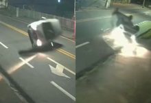 Capotou, desvirou e foi embora: motorista surpreende após acidente em Blumenau