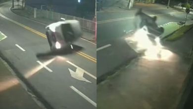 Capotou, desvirou e foi embora: motorista surpreende após acidente em Blumenau