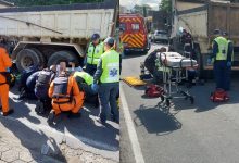 Motociclista sofre suspeita de traumatismo craniano após colidir contra caminhão em Blumenau