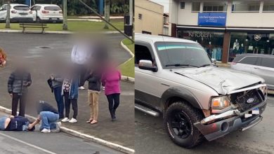 Homem fica inconsciente após ser atropelado na faixa de pedestres em Timbó