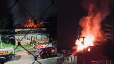 Casarão histórico de Indaial, conhecido como “casa da Xuxa”, é atingido por incêndio durante a madrugada