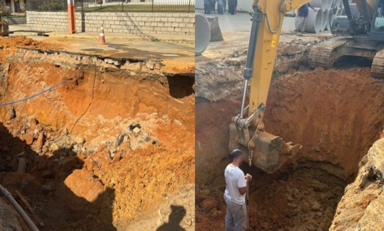 Dois trabalhadores ficam soterrados em vala de 4,5 metros após deslizamento durante obra em SC