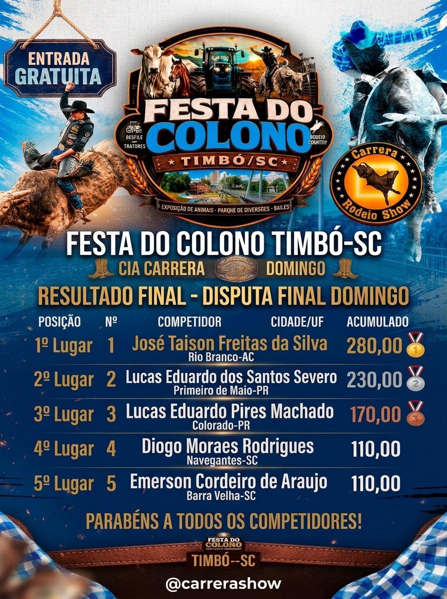 Mais de 50 mil pessoas prestigiam a Festa do Colono de Timbó, que entra para a história com grande público e sucesso de atrações