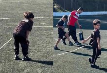 Menino encanta a internet ao jogar futebol mesmo usando aparelho respiratório