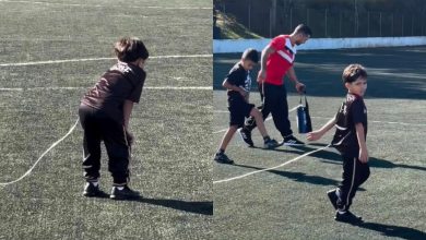 Menino encanta a internet ao jogar futebol mesmo usando aparelho respiratório