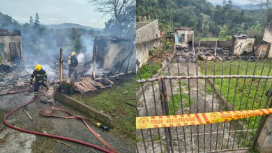 Casa é consumida pelo fogo em Indaial; homem suspeito de provocar incêndio é detido