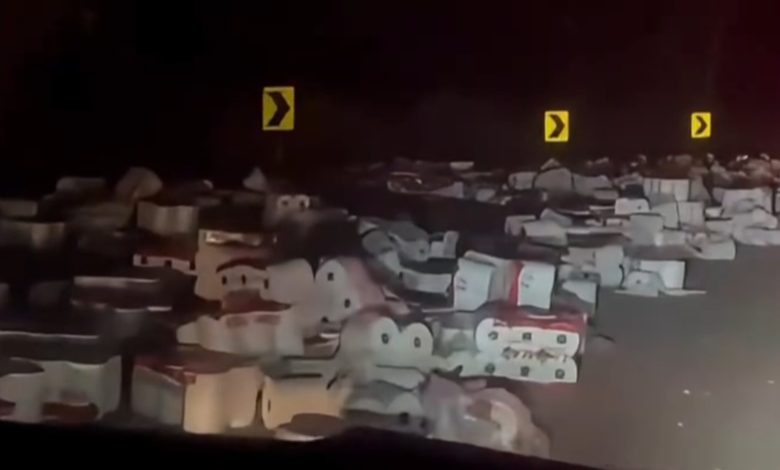 Motorista perde carga de papel higiênico em rodovia de SC, mas recebe ajuda inesperada