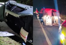 Dois capotamentos são registrados em sequência na BR-470, em Gaspar durante atendimento dos bombeiros