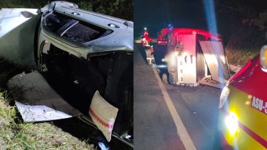 Dois capotamentos são registrados em sequência na BR-470, em Gaspar durante atendimento dos bombeiros