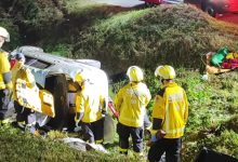 Dois capotamentos são registrados em sequência na BR-470, em Gaspar durante atendimento dos bombeiros