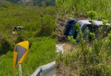 Motorista fica ferido após carro sair da pista e cair em ribanceira em Blumenau