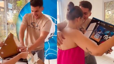 Esposa esconde PS5 dentro de bolo para realizar sonho de infância do marido e reação viraliza