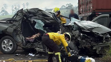 Colisão entre caminhão e camionete mata duas pessoas e deixa homem em estado grave na BR-470, em SC