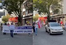 Salários de julho seguem atrasados e trabalhadores de empresa de Blumenau vão às ruas pela sexta vez