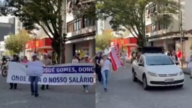 Salários de julho seguem atrasados e trabalhadores de empresa de Blumenau vão às ruas pela sexta vez