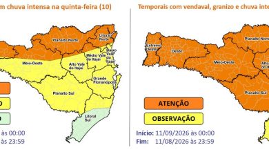 Ciclone extratropical pode trazer temporais, granizo e vendavais para Timbó