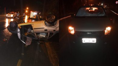 Colisão termina em capotamento e deixa adolescente de 14 anos preso dentro de veículo em Pomerode