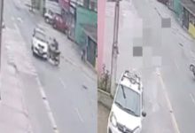 Impacto violento arremessa motociclista após batida com carro em SC