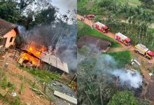 Incêndio atinge casa de madeira em bairro de Timbó