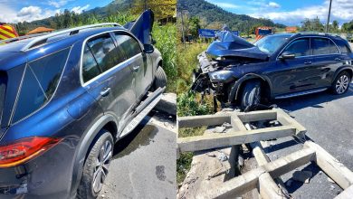 Carro colide contra ponte na BR-470, em Rodeio