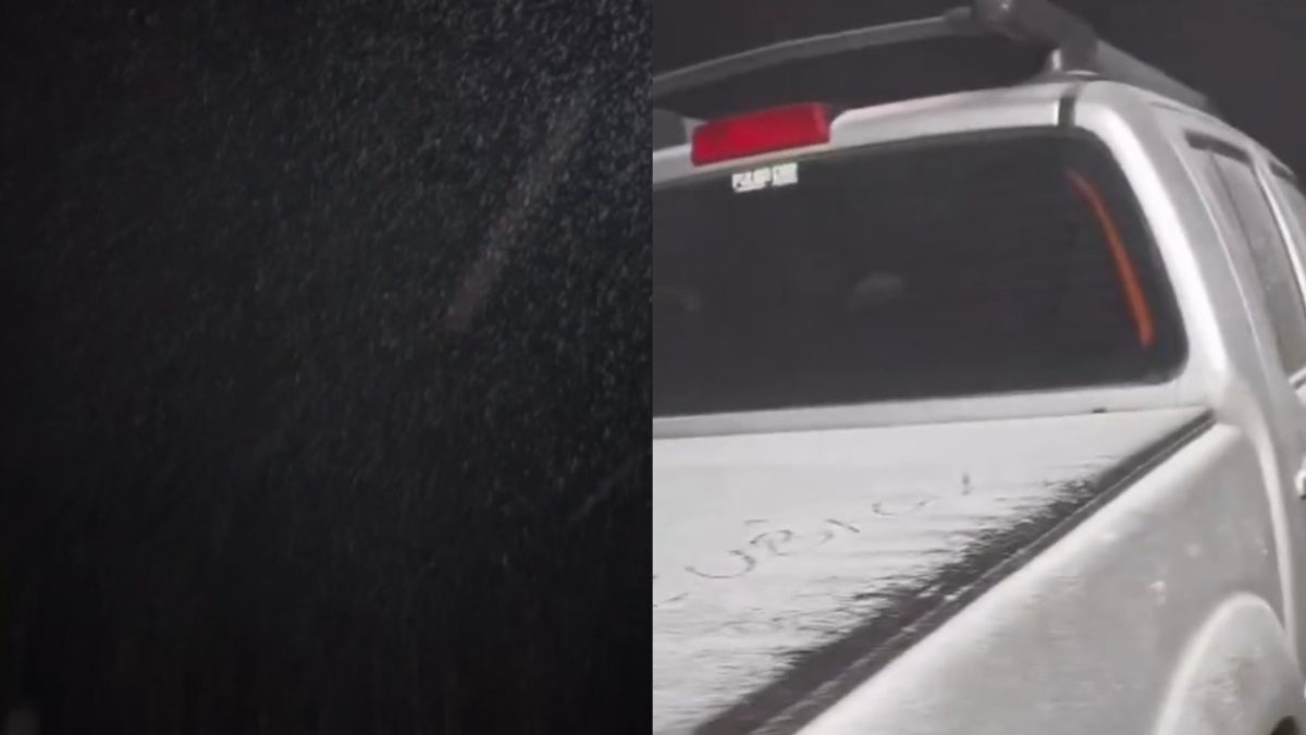 Neve dá as caras na Serra de SC e encanta visitantes durante onda de frio
