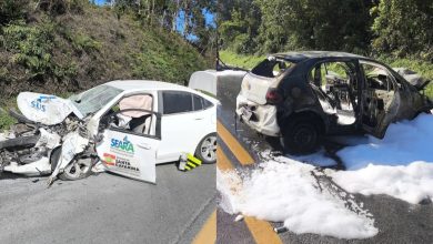 Gol pega fogo após colisão e acidente deixa uma pessoa morta em Ibirama