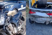 Motociclista acerta traseira de carro parado e acaba lançado sobre veículo em Blumenau