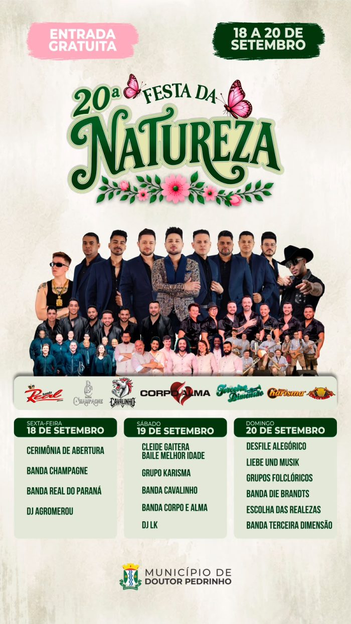 20ª Festa da Natureza promete agitar Doutor Pedrinho com três dias de atrações