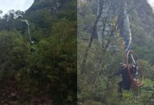 Piloto de paramotor tenta passar por fenda e acaba preso em árvore em SC