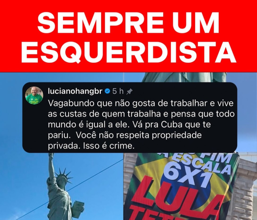 “Lula tetra”: faixa pró-presidente é colocada na Estátua da Liberdade da Havan de SC e provoca reação de Luciano Hang