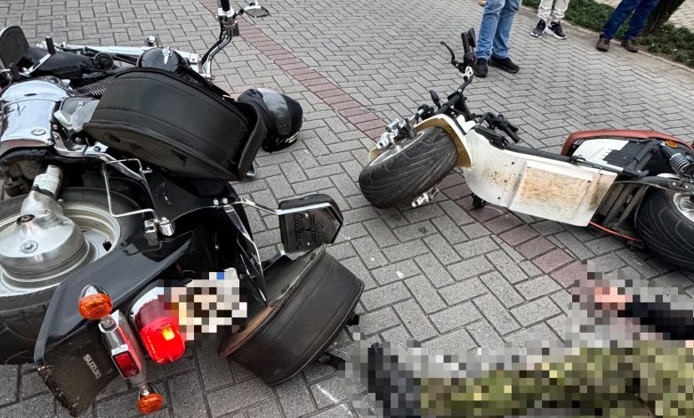 Motociclista fica ferido após atingir autopropelido na faixa de pedestres em Timbó