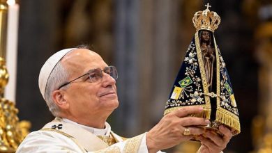 Papa Leão XIV homenageia Nossa Senhora Aparecida no Vaticano e pede proteção aos brasileiros