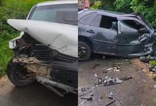 Colisão frontal entre dois carros deixa nove feridos na BR-470, em Indaial