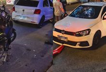 Guardas de trânsito são atropelados em frente à Vila Germânica, em Blumenau, durante abordagem