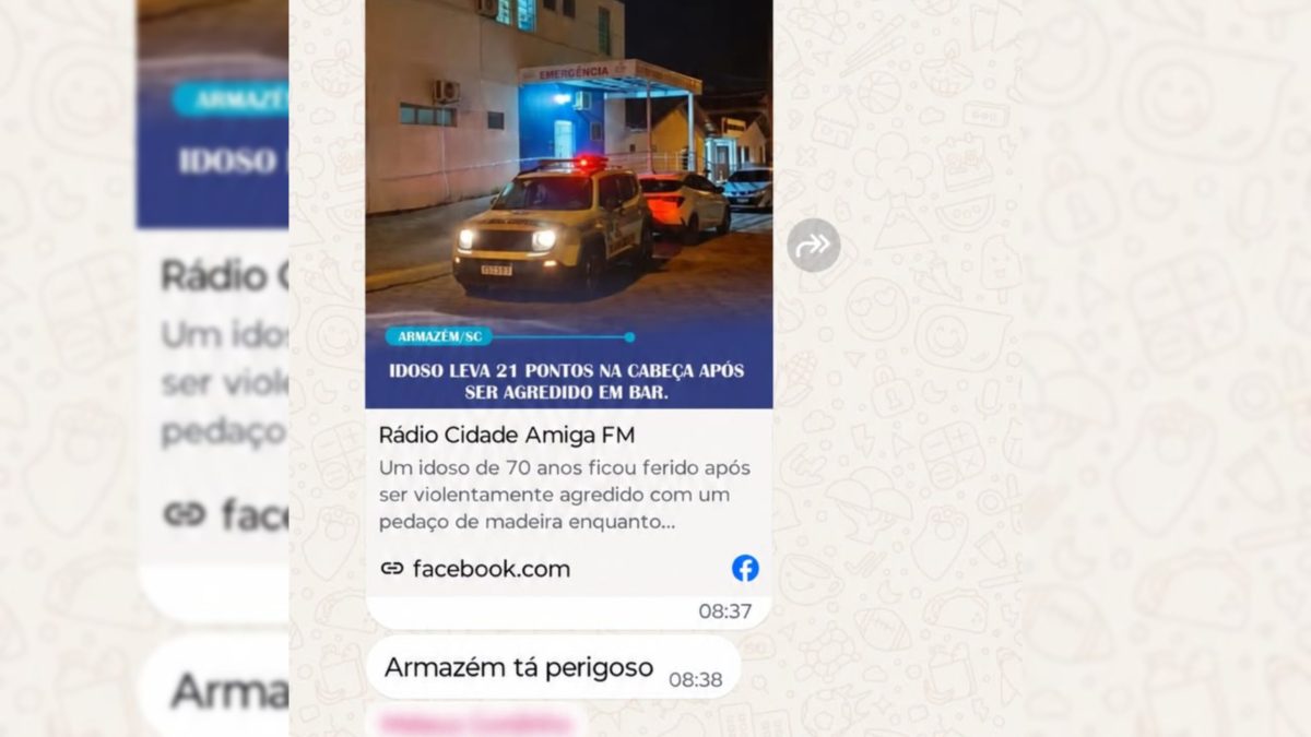 Idoso leva 21 pontos após ataque com taco de beisebol e suspeito debocha em SC