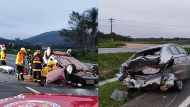 Dois acidentes seguidos fecham a BR-470 e deixam três feridos em Ilhota