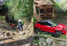 Idoso bate o carro, cai em ribanceira de 10 metros e fica inconsciente em Blumenau