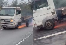 Por pouco! Roda de caminhão se desprende segundos após alerta