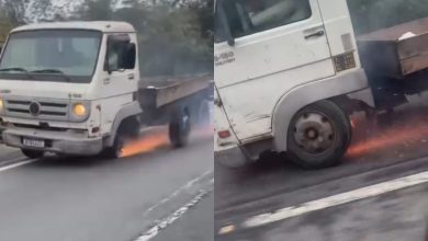 Por pouco! Roda de caminhão se desprende segundos após alerta